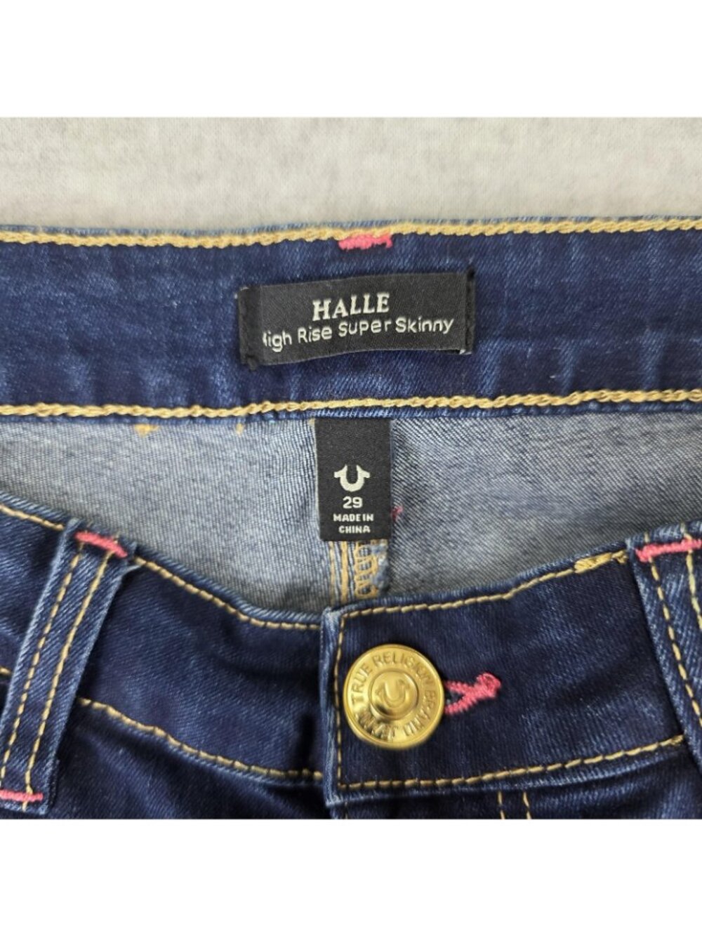 True Religion Halle Jeans Womens 29 Dark Wash High Rise Skinny Flap NWT - Picture 5 of 12